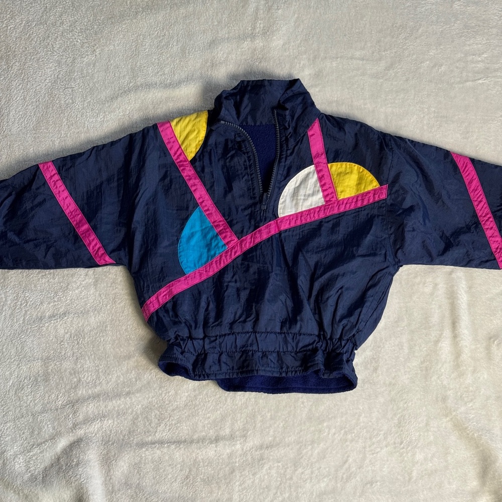 Vintage Girls Half Zip colorful‎ Windbreaker *No Tag* *Unknown Size*